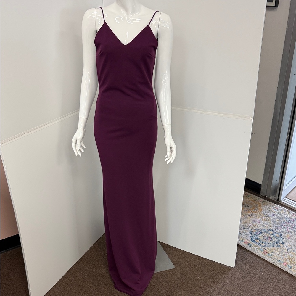 Pia Gladys Perey crepe Chic Plum Maxi Dress NWT